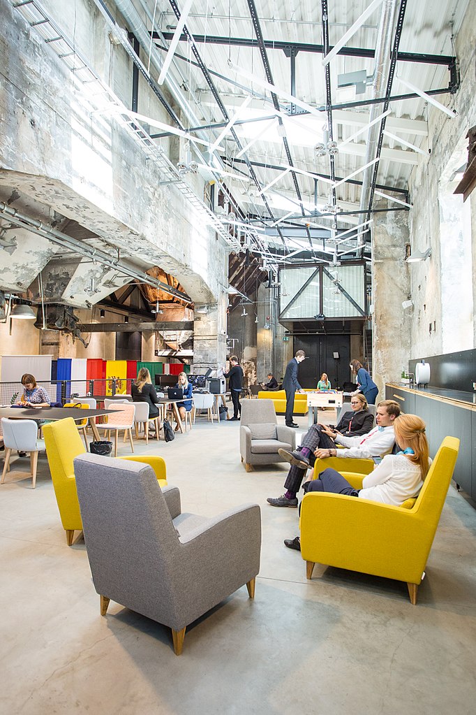 People gathering in a shared workspace